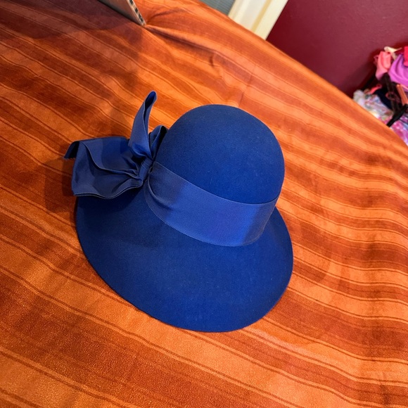 Betmar 100% Wool Cloche Hat Cobalt Blue w/ Grosgrain Bow Made in USA - Picture 7 of 11